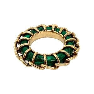 Bottega Veneta Malachite Paste Ring, Green x Gold